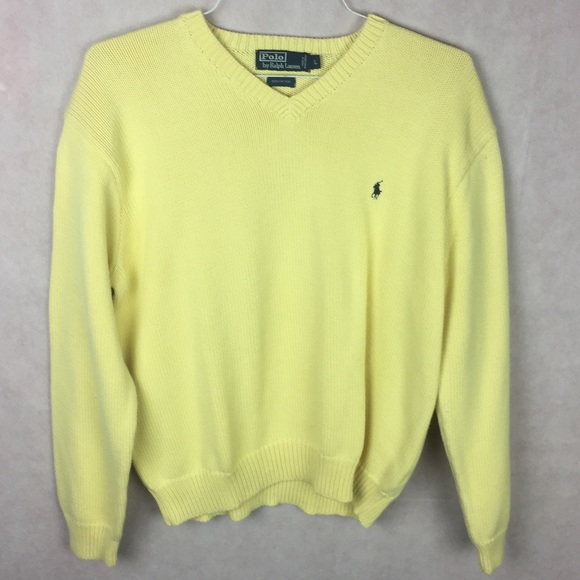 Polo Ralph Lauren Other - Polo Ralph Lauren V Neck Sweater Yellow Cotton L